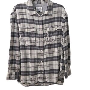American Eagle Black and White Checkered Shirt - Medium